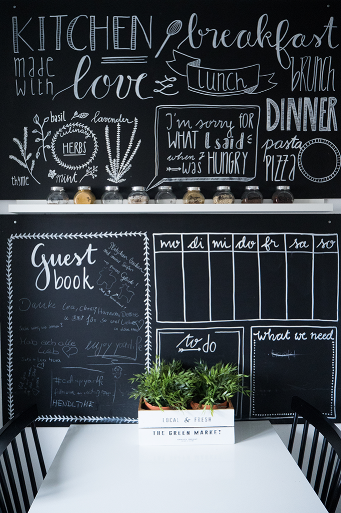 Chalk Lettering Küche Tafelwand bemalen mit Handlettering